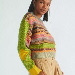 Urban Outfitters Penny Patchwork Cropped Sweater size M